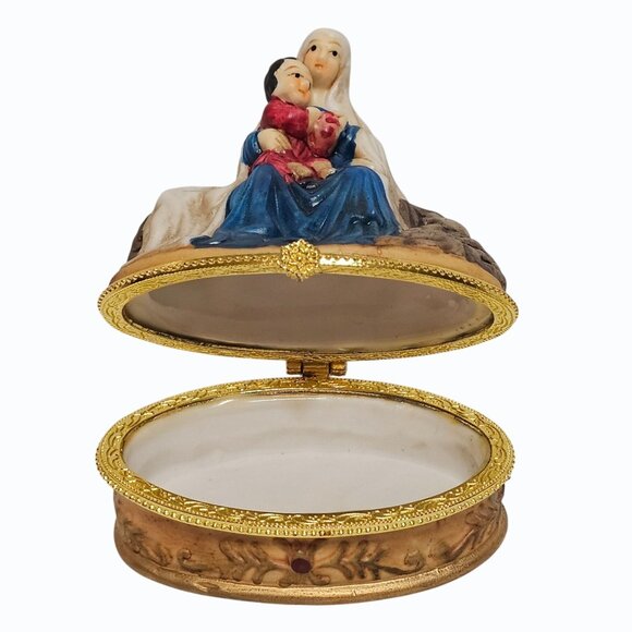 Porcelain Trinket Box Mary Baby Jesus Madonna Trinity Broadcast Network - Picture 4 of 13